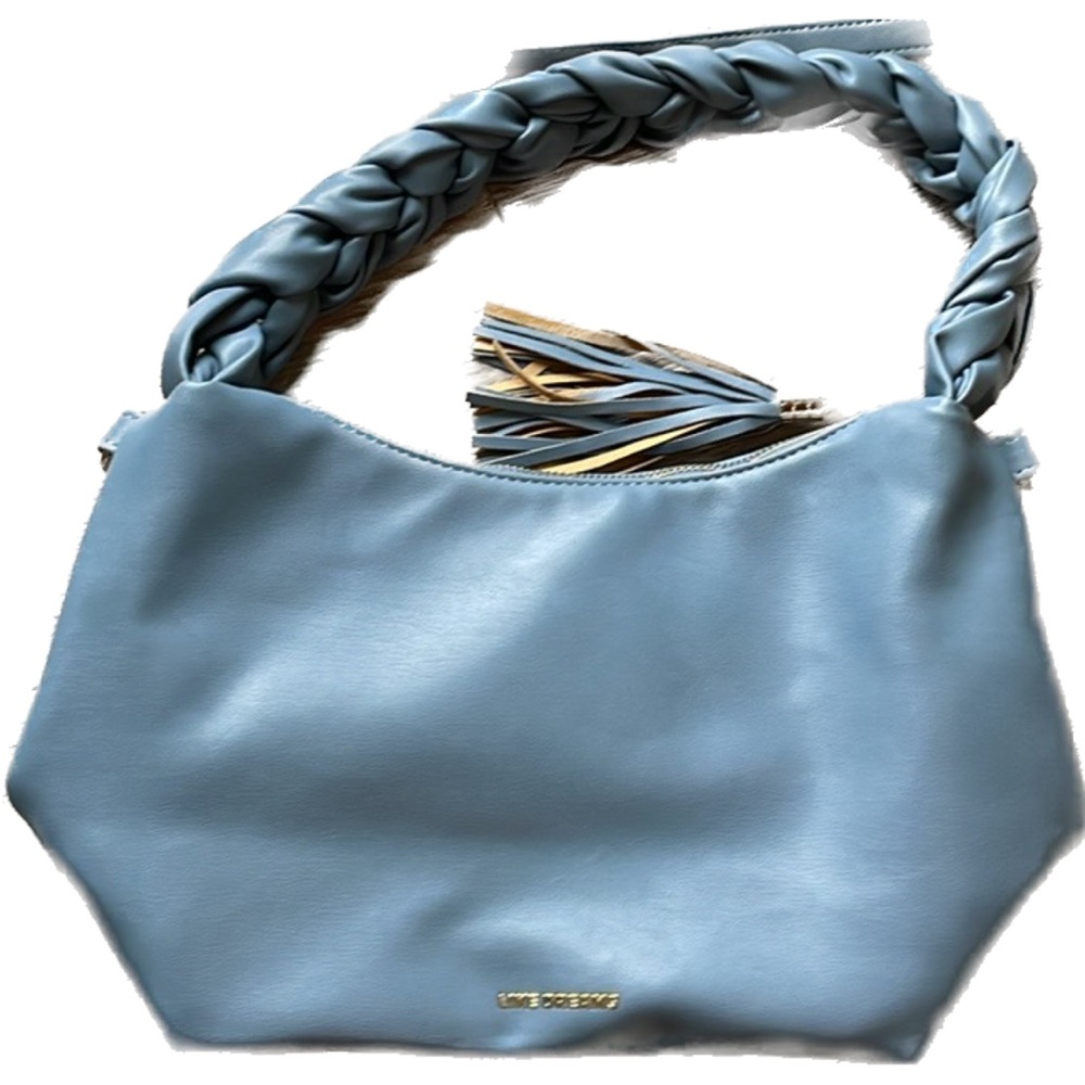 New Super Soft blue purse with braided strap &Crossbody strap